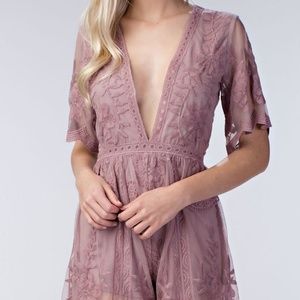 Honey Punch embroidered lace romper